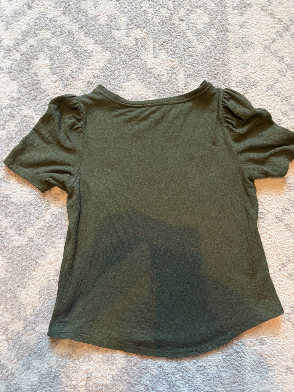LOFT Olive Green Women's Textured Short Sleeve Top - Picture 4 of 6
